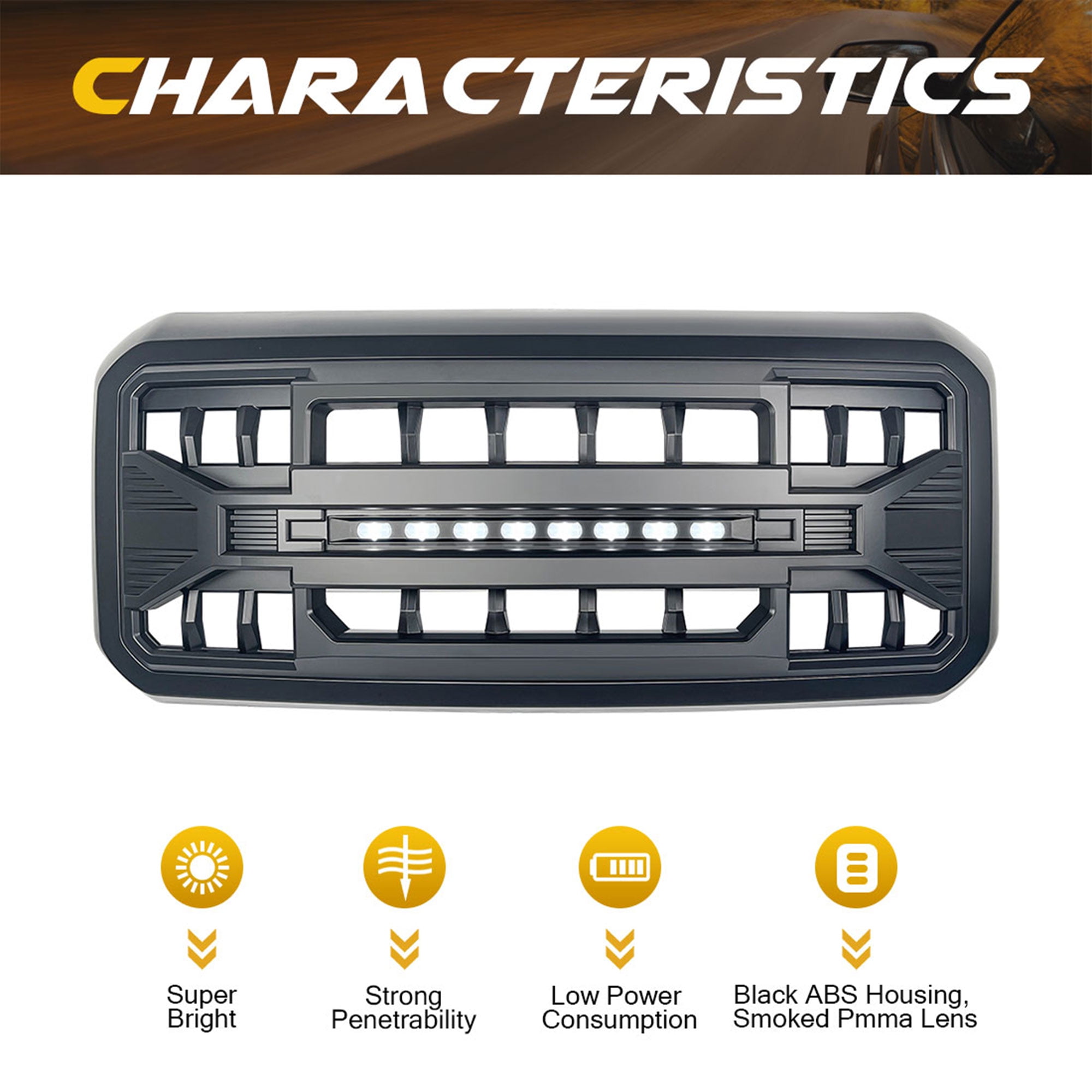 AMERICAN MODIFIED Armor Grille w/Off Road Lights for 11-16 Ford Super Duty