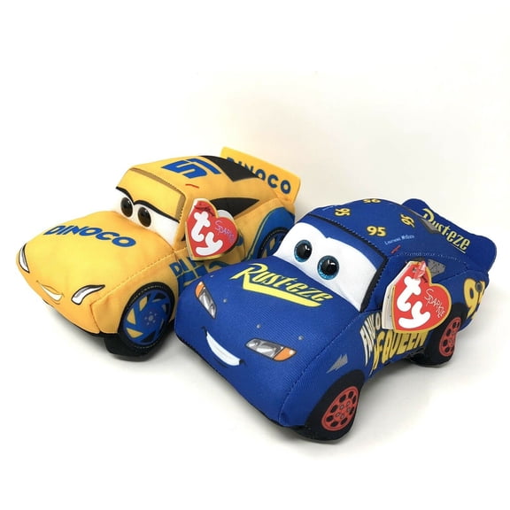 Ty Beanie Babies - Sparkle Fabulous Lightning McQueen & Cruz Ramirez Car (Plush 7”) Set of 2