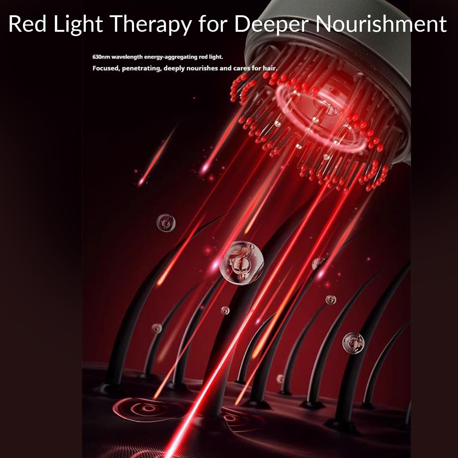 3-in-1 Electric Scalp Massager & Oil Applicator - Cordless Hair Care Comb with EMS, Red Light & Vibration