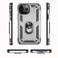 thumbnail image 1 of Funda protectora a prueba de golpes para iPhone 15 Pro Max con soporte giratorio de 360° y pantalla de vidrio templado, color plateado, 6.1", 1 of 8