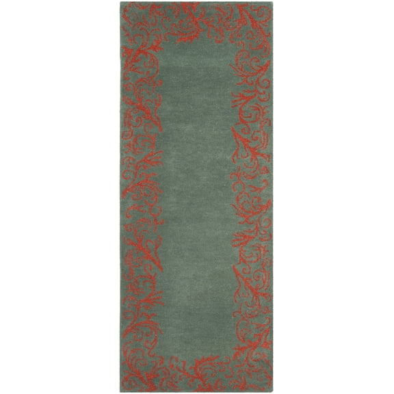 SAFAVIEH Bella Chloe Bordered Runner Rug, Blue/Coral, 2'3" x 7'