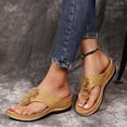 thumbnail image 4 of Womens Flower Orthopedic Flip Flops Boho Wedge Platform Dress Slides Sandals Beach Summer Walking Slip on, 4 of 9