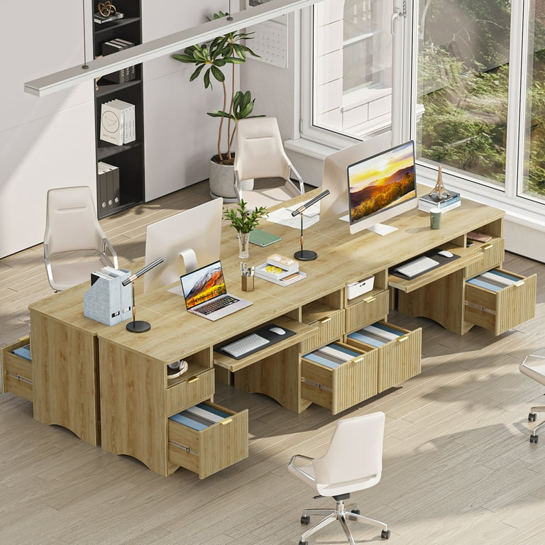Bestier 59" Computer Desk with Keyboard Tray, Oak photo 6