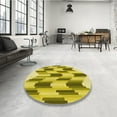thumbnail image 3 of Ahgly Company Indoor Round Patterned Dark Yellow Green Area Rugs, 4' Round, 3 of 6