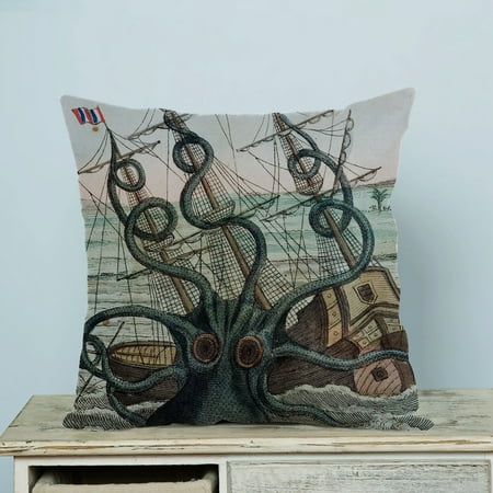Monster Pillow - GCKG Sea Monster Octopus Pillow Case Pillow Cover Pillow Protector Two Sides 18 x 18 Inches