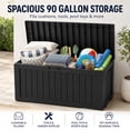 thumbnail image 4 of MINDYES 90 Gallon Deck Box, Outdoor Resin Storage Box with Gas Strut for Garden Patio Backyard, Black, 4 of 8