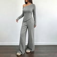 thumbnail image 6 of Fall Two Piece Sets For Women One Shoulder Tops Long Pants Knit Matching Lounge Set Womens Casual 2 Piece Top and Pants Home Wear Set, 6 of 9