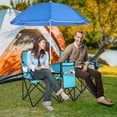 thumbnail image 2 of Double Camping Chair for 2 People – Portable Folding Outdoor Loveseat with Removable Umbrella, Cup Holders and Carrying Bag, 2 of 8