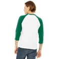 thumbnail image 2 of Bella + Canvas Unisex 3/4-Sleeve Baseball T-Shirt - 3200 - WHITE/ KELLY S, 2 of 5