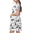 thumbnail image 2 of Lsque Teckel Chiot Imprimé Robe Décontractée T-Shirt Été Manches Courtes Col Rond Robes Évasées, 2 of 6