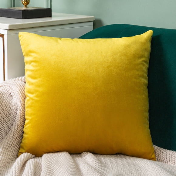 suxuMhao Plush Soft Velvet Decorative Pillows, 2 Pack 18×18 In Yellow Throw Pillows, Fluffy Accent Pillows for Office/Home Decoration, Comfortable Square Decorative Cushion
