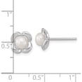 thumbnail image 3 of Sterling Silver Rh-Plated Polished Fwc Pearl Flower Post Earrings (8 X 8) Made In Thailand qe15731, 3 of 5