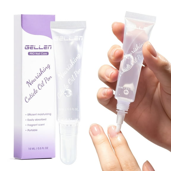 Gellen Cuticle Oil, Nourishing Nail Growth Oil Pen, Rich with Jojoba Oil & VE Soften Cuticles Strengthen Treatment Nails, Brush Applicator, Pro Care for Nails & Dry Hands, Unscented