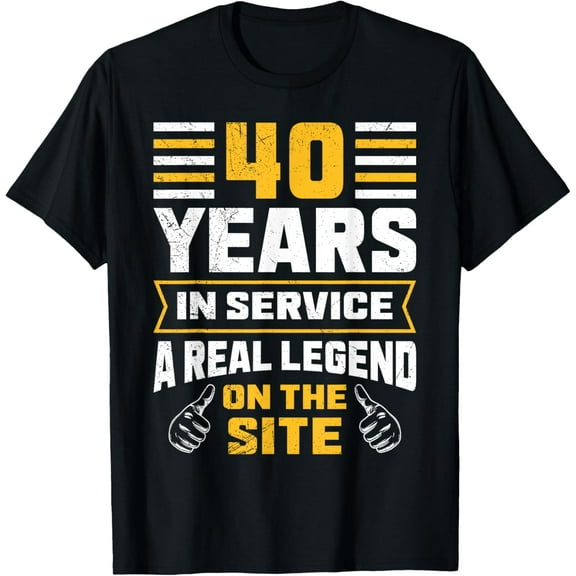 40 years of work Service anniversary 40 years T-ShirtMen's and women's gift, black and white T-shirt, size: Extra large S-4XL