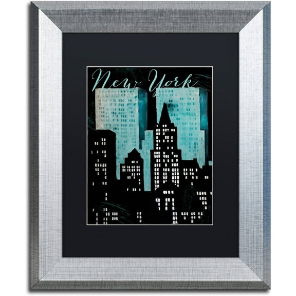 Trademark Fine Art "Retro Cities I" Canvas Art by Color Bakery Black Matte, Silver Frame