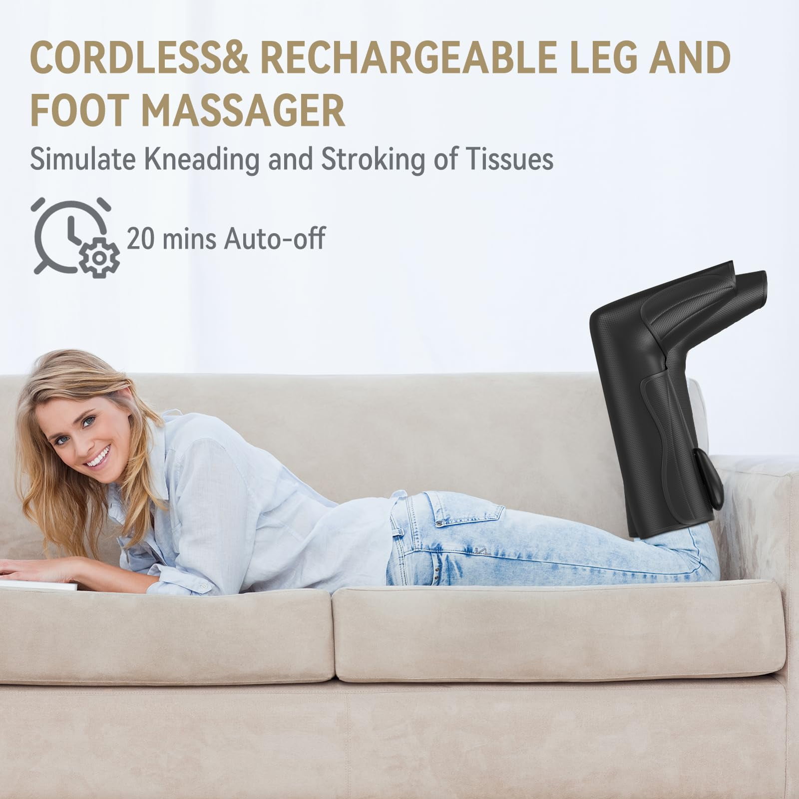 FIT KING Upgraded Cordless Leg Foot Massager for Pain Relief and Circulation, Relax Recovery, Rechargeable & Portable Compression Boots Calf Compression with Travel Bag - Healthy Gift Idea