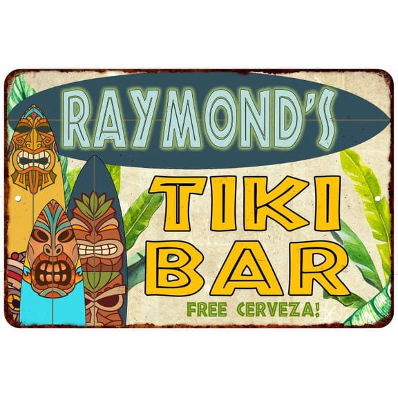 Raymond's TIKI BAR Island Gift Sign Metal Wall Decor 12x18 112180058394