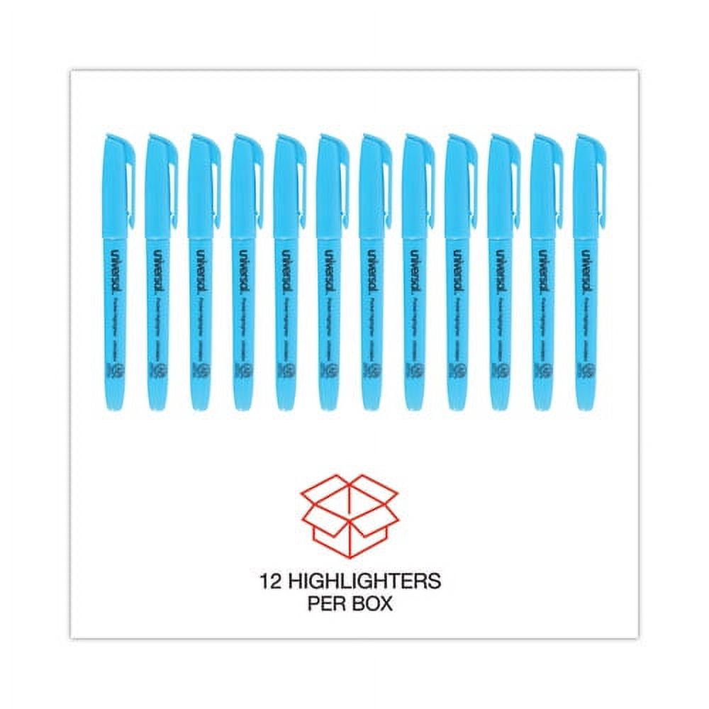 Pocket Highlighters, Fluorescent Blue Ink, Chisel Tip, Blue Barrel, Dozen | Bundle of 2 Dozen
