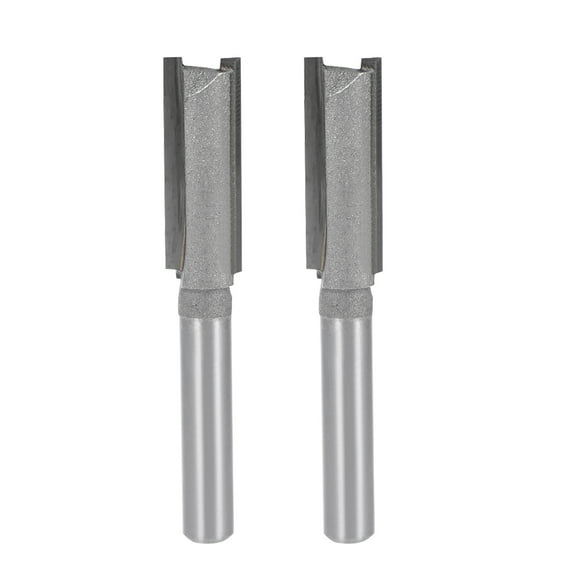Fresa 1/4 Vástago 3/8" Diámetro de Corte 2 Flutas Rectas Carburo para Carpintería y Fresado Herramienta 2pcs
