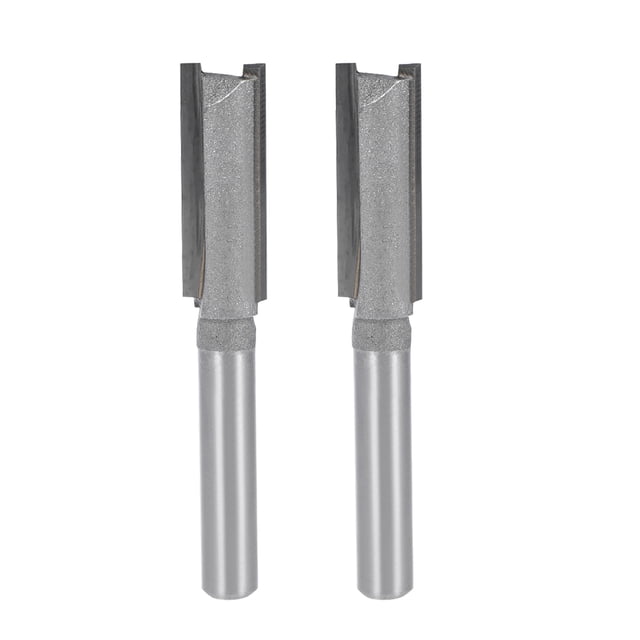 Fresa 1/4 Vástago 3/8" Diámetro de Corte 2 Flutas Rectas Carburo para Carpintería y Fresado Herramienta 2pcs