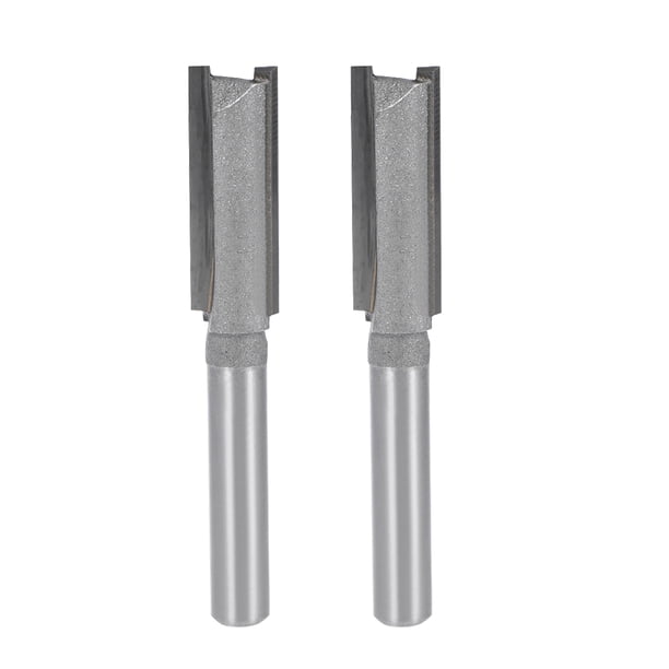 Fresa 1/4 Vástago 3/8" Diámetro de Corte 2 Flutas Rectas Carburo para Carpintería y Fresado Herramienta 2pcs