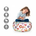 thumbnail image 2 of Flower Storage Toy Bag Chair, Playful Garden Colorful Meadow with Blossoming Flowers Strawberries Birds Animals, Stuffed Animal Organizer Washable Bag, Large Size, Multicolor, by Ambesonne, 2 of 3