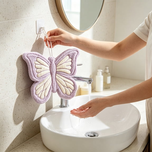 HOZVOMI Soft Hand Towel with Butterfly Design Ideal for Kitchen Use Absorbent Hanging Towel Perfect for Quick Drying Hands and Wiping Small Items