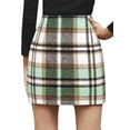 thumbnail image 2 of Lucakuins - Minifalda ajustada para mujer, clásica, con estampado a cuadros, cintura alta, con cremallera, falda lápiz de lana Lucakuins  moda, 2 of 4