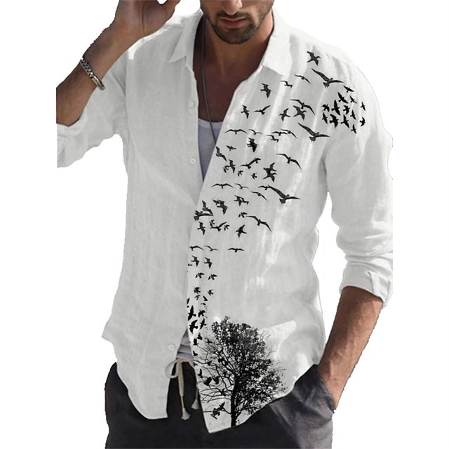 Nueva camisa con cuello de hoja con estampado 3D para hombre con botones de bolsillo de moda, camisa hawaiana para fiesta al aire libre, ropa de talla grande