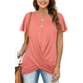 thumbnail image 2 of Zehjuhan Women's Casual Short Sleeve Tunic Tee, Loose Fit Round Neck Top with Stylish Twist Front for Daily Relaxed Wear, 2XL, 2 of 5