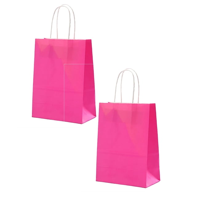 Oleegame 2 Pcs 4 Pcs Sac en Papier Kraft Sac Cadeau Sac de Courses Coloré Rose