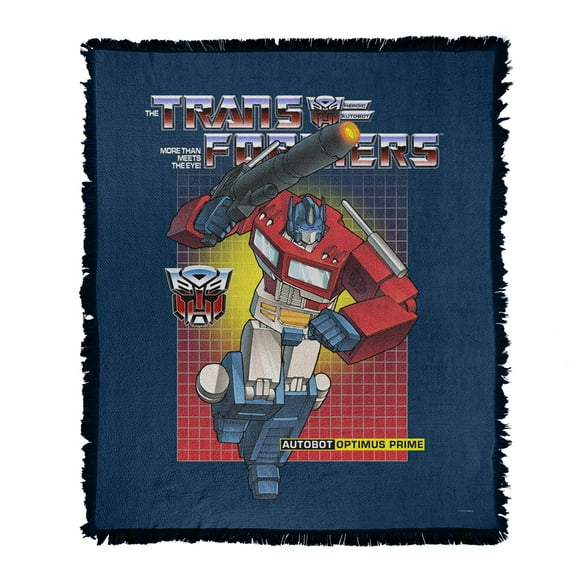 Transformers Blanket, 50'x60' Optimus Prime Woven Tapestry Cotton Blend Fringed Throw