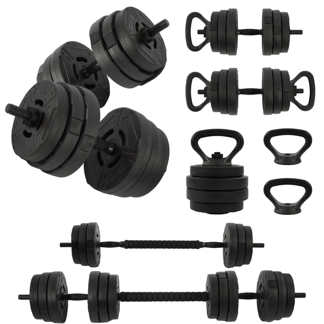 Fitvids 4 in 1 Adjustable Dumbbell Set, 60lbs Free Weights Set with Connector, Black