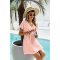 thumbnail image 2 of Ekouaer Women's Cover Up Short Sleeve Beachwear Coverups Loose V-Neck Bikini Beach Tunic Top, 2 of 6