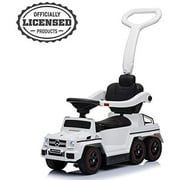 VOLTZ TOYS Push Car for Kids, Mercedes-Benz AMG G63 6 Wheeler 3-in-1 Baby Walker, Foot to Floor Pedal Car with Detachable Push Bar, Foot Rest, MP3 and Built-in Motor and Pedal (White)