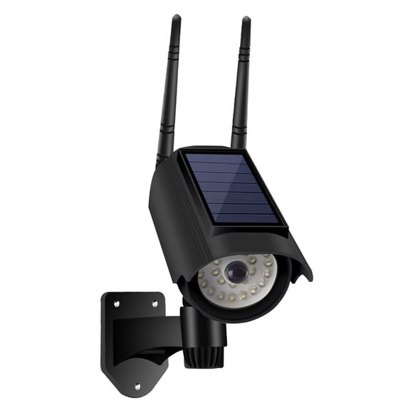 Eoozwa Solar Powered Motion Sensor Dummy Security Camera LED Flashing Light IP66 Waterproof 3 Lighting Modes Remote Control Outdoor Wall Lamp for Garden Garage Home