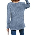 thumbnail image 5 of Hibeli Women Square Neck Long Sleeve Buttons Side Slit Hem Ribbed Tunic Tops, 5 of 7