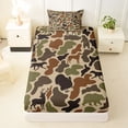 thumbnail image 3 of Castle Fairy Hunting Camo Wildlife Twin Sheets 3pcs,Deer Bear Turkey Dog Silhouette Bedding,Khaki Brown Green,1 Fitted Sheet, 1 Flat Sheet and 1 Pillowcase, 3 of 6