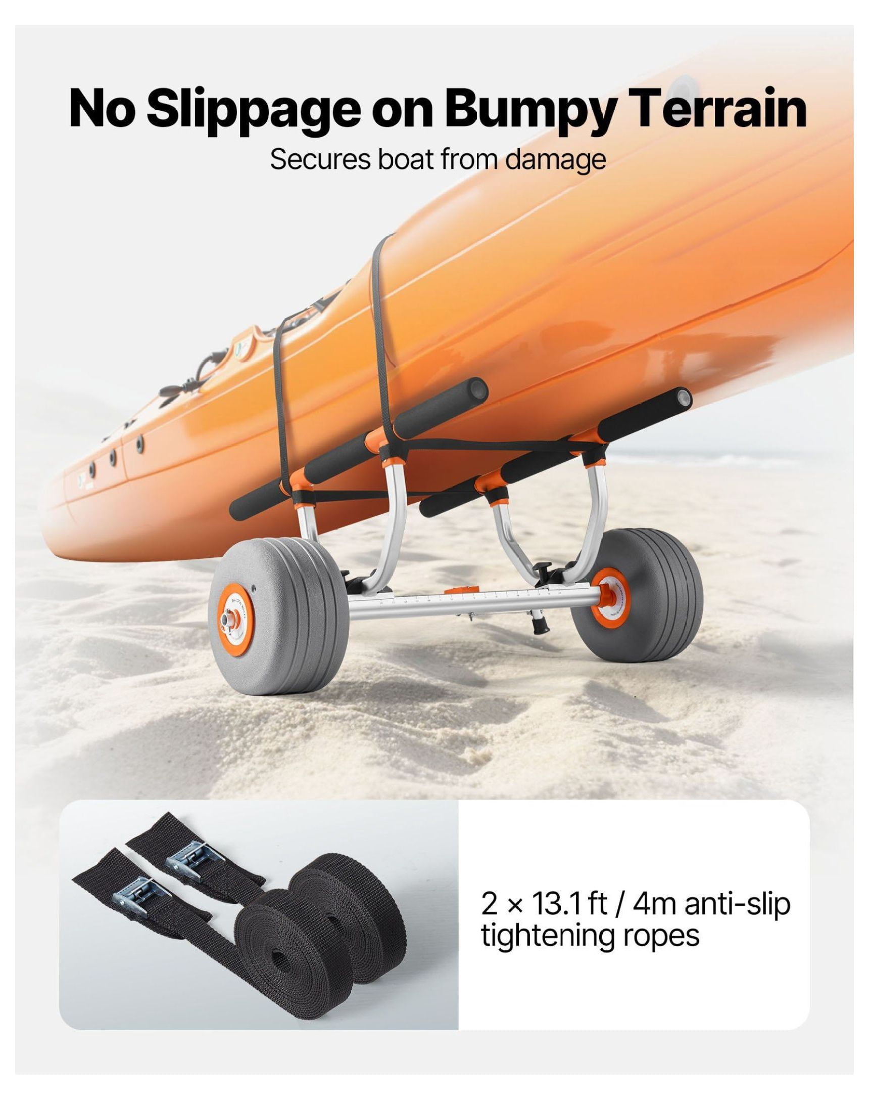 Kayak Cart 350 Lbs Capacity - Kayak Trolley with 12” Inflatable Tires & Straps - Paddle Board Carrier for Kayaks, Canoes & More