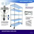 thumbnail image 3 of Crescent 4000 LBS Capacity, 36W 18L 76H Chrome, 5 Tier NSF Wire Shelving Rack for Storage in Garage Kitchen Bathroom Bedroom Bathroom, Heavy Duty Rolling Storage Shelfs with 4" Casters, 3 of 8