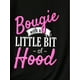 thumbnail image 4 of Plus Size Women's Relaxed Fit Casual Tee, "Bougie With A Little Bit Of Hood" Colorful Letter Print, Short Sleeve, Fashionable Oversized Ladies' Sporty T-Shirt Tee For Adult, Men, Women, Teen, Teenage, 4 of 7