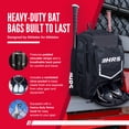 thumbnail image 2 of Hit Run Steal Bat Bag Backpack, Holds up to 4 Bats, Glove, and Helmet, Black, 2 of 6