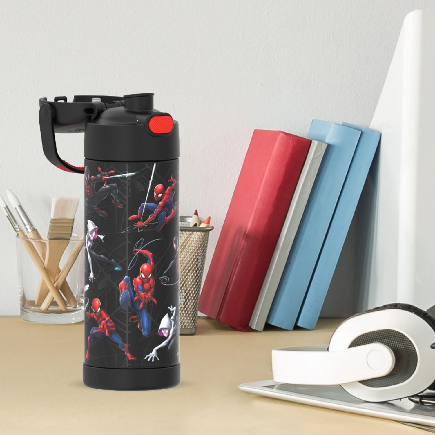 Thermos Kids Bouteille d'eau isolée sous vide en acier inoxydable avec couvercle à bec verseur, 470 ml