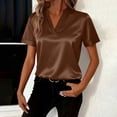 thumbnail image 1 of LVHAOGJOB Short Sleeve Tees for Women Summer Shirts Solid Color V Neck Ladies Tops Tunic, 1 of 7