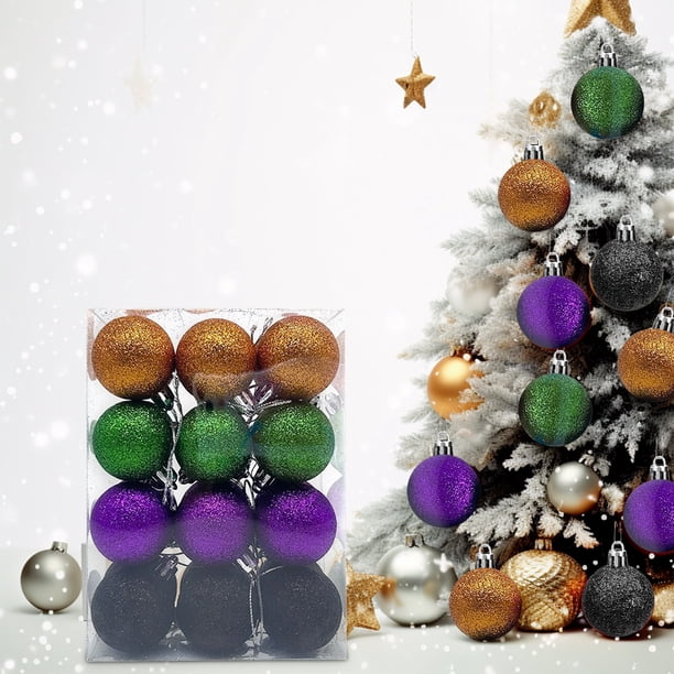 Decoraciones Navidad y Halloween Set de 24 Bolas Plásticas con Ganchos - Adornos para Árbol Navidad y Halloween