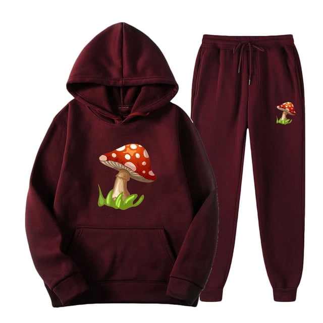 Pull Décontracté pour Hommes à Capuche Imprimé Sport Manches Longues Pantalon Ensemble Deux Pièces
