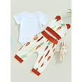 thumbnail image 3 of Baby Girls Boys Easter Outfit Sets, White Short Sleeve Bunny Print Romper Carrot Print Pants Hat, 3 of 8