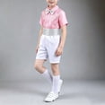 thumbnail image 5 of Xdegoge Teen Boys Sequins Dance Outfits Child Short Sleeve Dress Shirt and Elastic Waist Shorts Set with Bow Tie Cummerbund formal Performance Costume Party Wedding Sets, 5 of 6