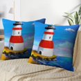 thumbnail image 3 of LALILO Throw Pillow Covers Picture Lighthouse Architecture Beach Blue Building Coast Color Island Landmark Set of 2 Square 18 x 18 Inch Pillowcase, 3 of 5