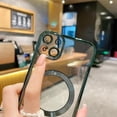 thumbnail image 3 of Compatible with iPhone 14 Plus Magnetic Clear Case,Luxury Plating Bling Transparent Shockproof MagSafe Case with Full Camera Lens Protector for iPhone 14 Plus Women Girl Men-Elegant Green, 3 of 13
